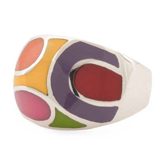 SEED & SAGE Jewelry - SEED & SAGE Made In Mexico Sterling Silver Groovy Enamel Ring